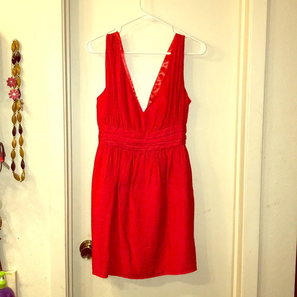 Red plunge neck dress NWT